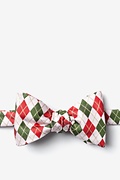 Christmas Argyle White Self-Tie Bow Tie Photo (0)