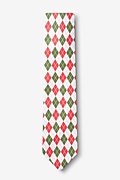 Christmas Argyle White Skinny Tie Photo (1)