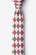 Christmas Argyle White Skinny Tie Photo (0)