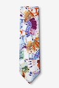 Euro Money White Extra Long Tie Photo (1)