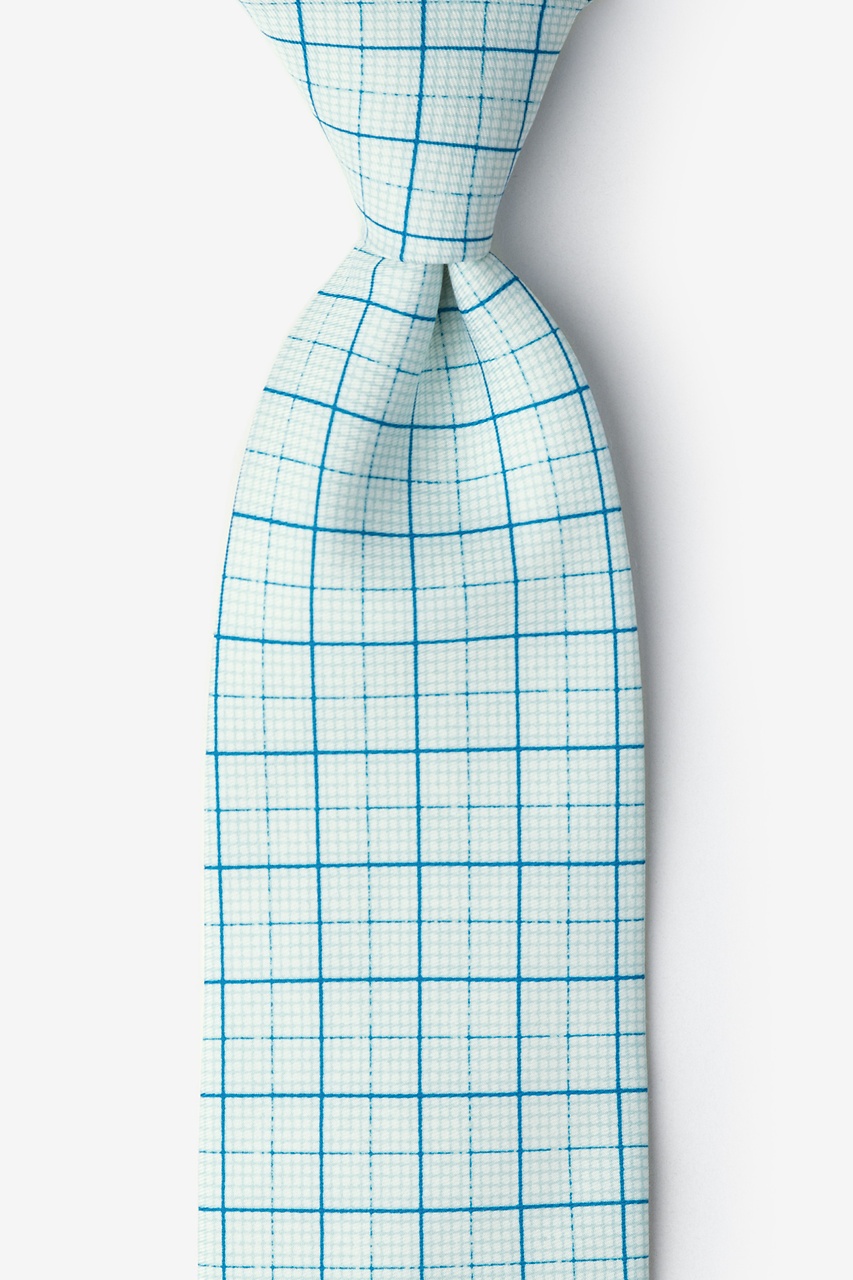 Graph Paper White Extra Long Tie Photo (0)