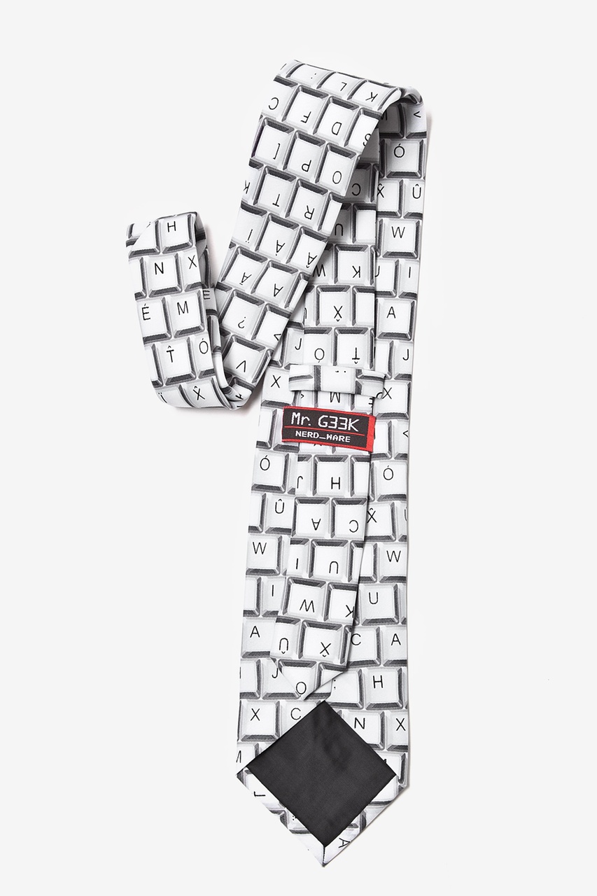 Keyboard White Extra Long Tie Photo (1)