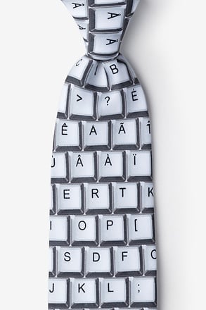 Keyboard White Extra Long Tie
