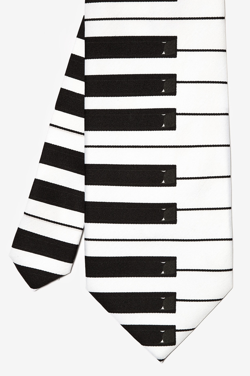Men's Black & White Piano Keyboard Necktie Tie Classic Slim Skinny Music Tie W 