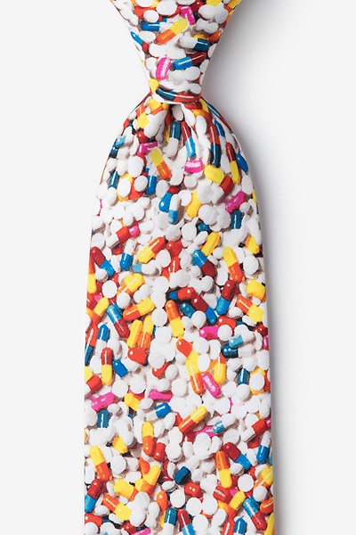White Microfiber Pill Poppin' Tie