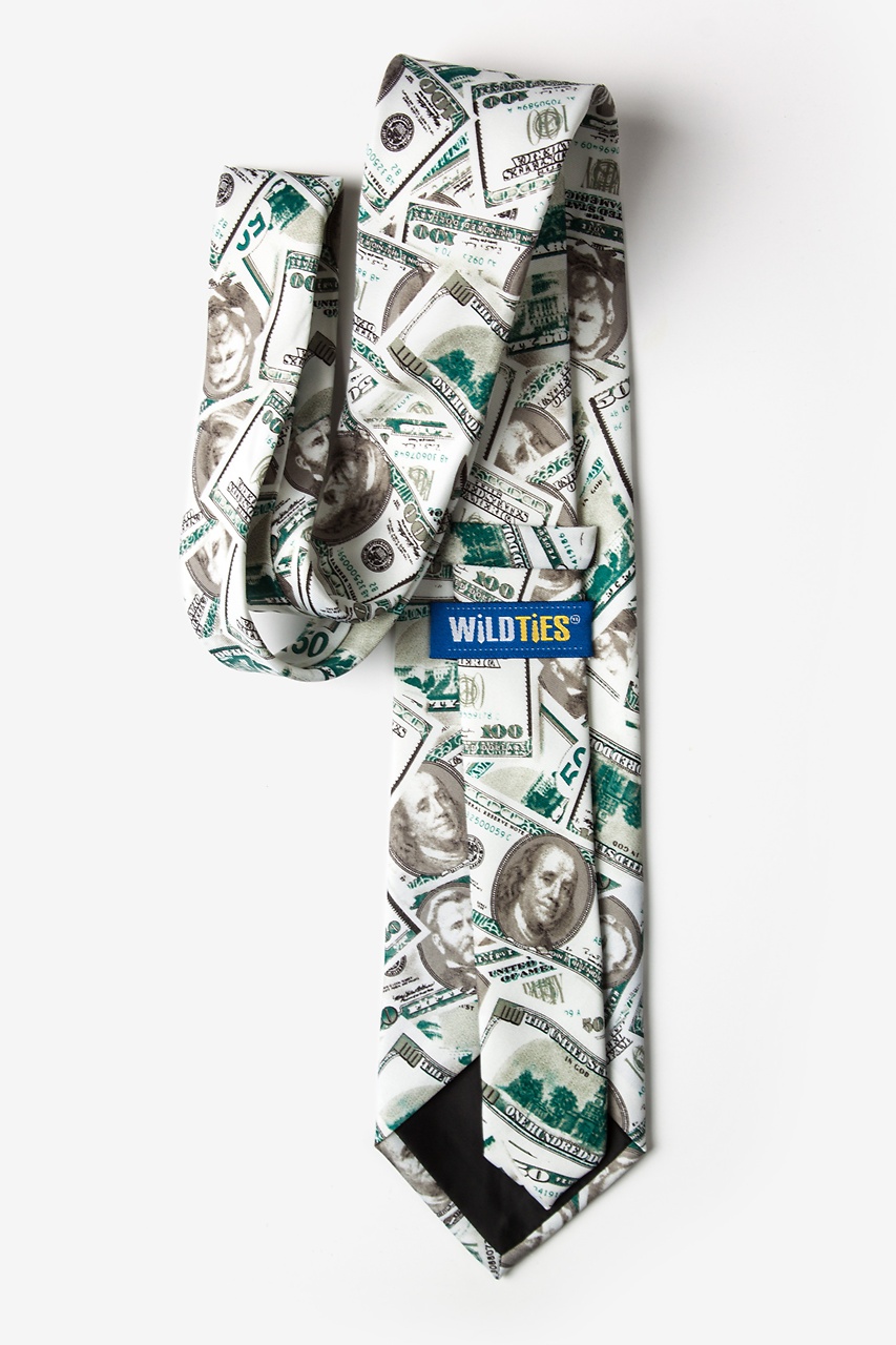 US Currency White Extra Long Tie Photo (1)
