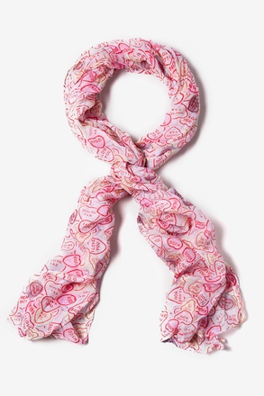 White Candy Hearts Scarf