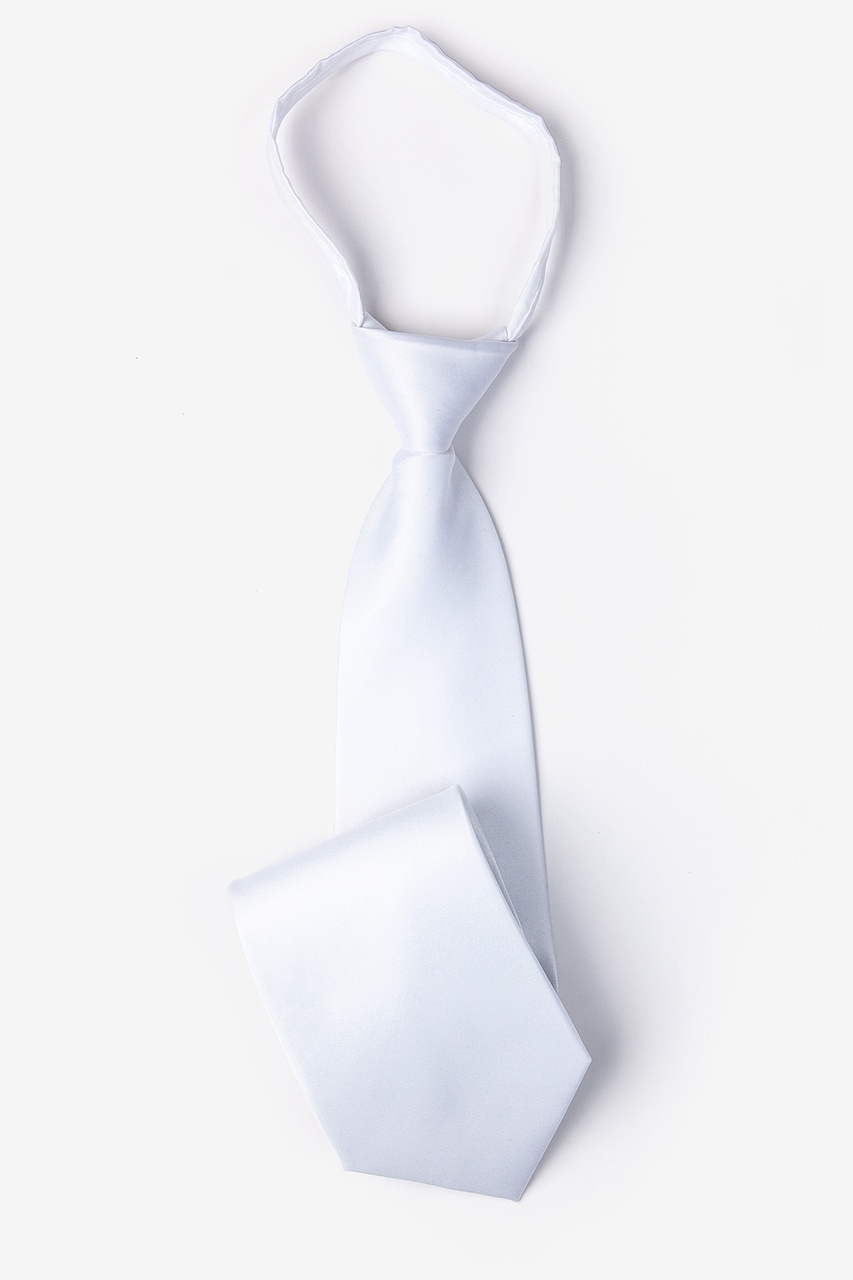 Umo Lorenzo White and Gray Striped Fashion Zipper Boys Necktie