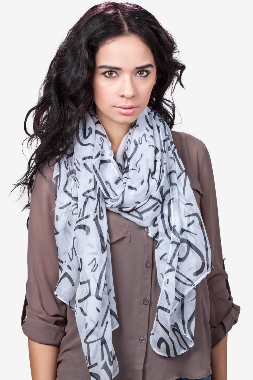 White Viscose What's Your Number Scarf | Ties.com