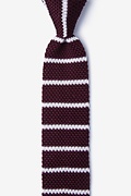 Briton Stripe Wine Knit Skinny Tie Photo (0)