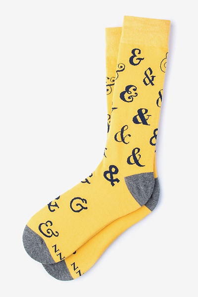 Yellow Carded Cotton Ampersand Addict Medium-Large Sock