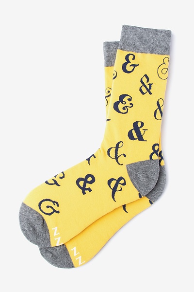 Yellow Carded Cotton Ampersand Addict Small-Medium Sock