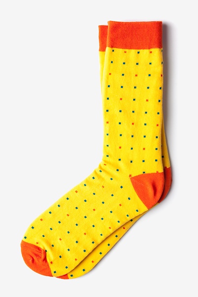 Yellow Carded Cotton Long Beach Dots Medium-Large Sock
