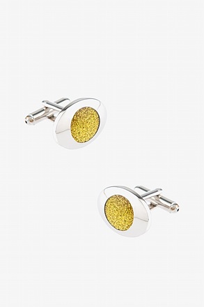 _Rounded Oval Yellow Cufflinks_