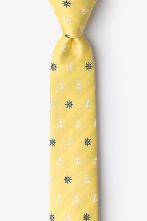 _Anchors & Ships Wheels Yellow Skinny Tie_