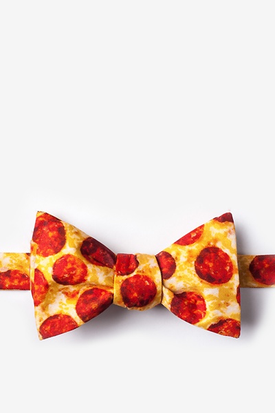 Yellow Microfiber The Pizza Self-Tie Bow Tie