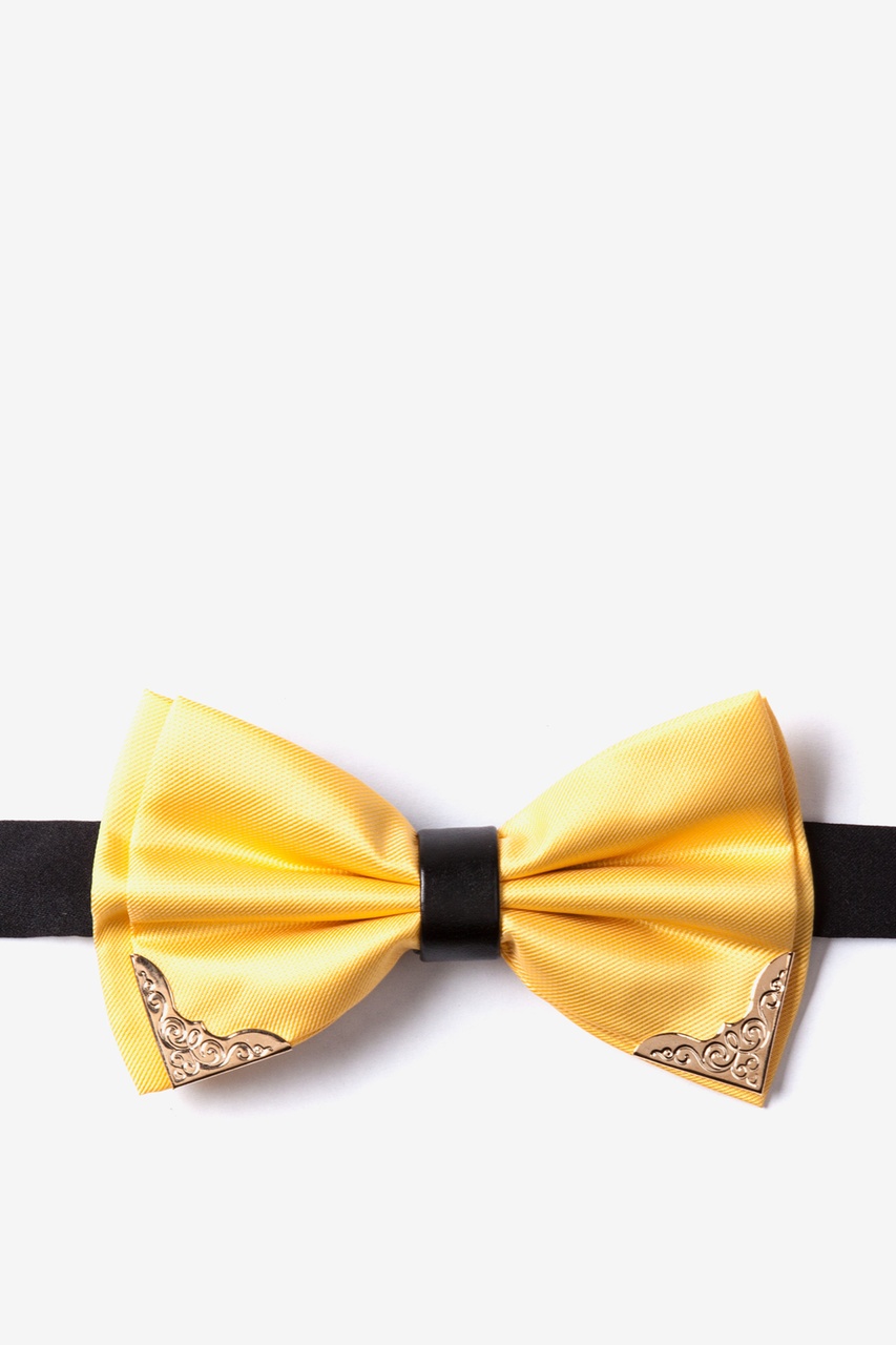 Metal-Tipped Yellow Pre-Tied Bow Tie Photo (0)