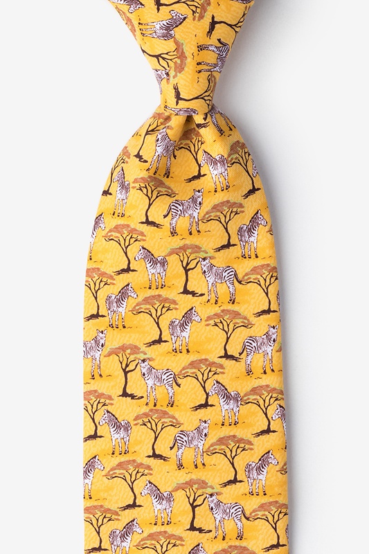 Yellow Polyester Zebra Tie