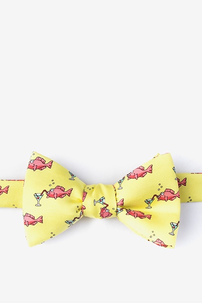 Yellow Silk Drinks Like a Fish Self-Tie Bow Tie