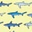 Yellow Silk Shark Print Self-Tie Bow Tie