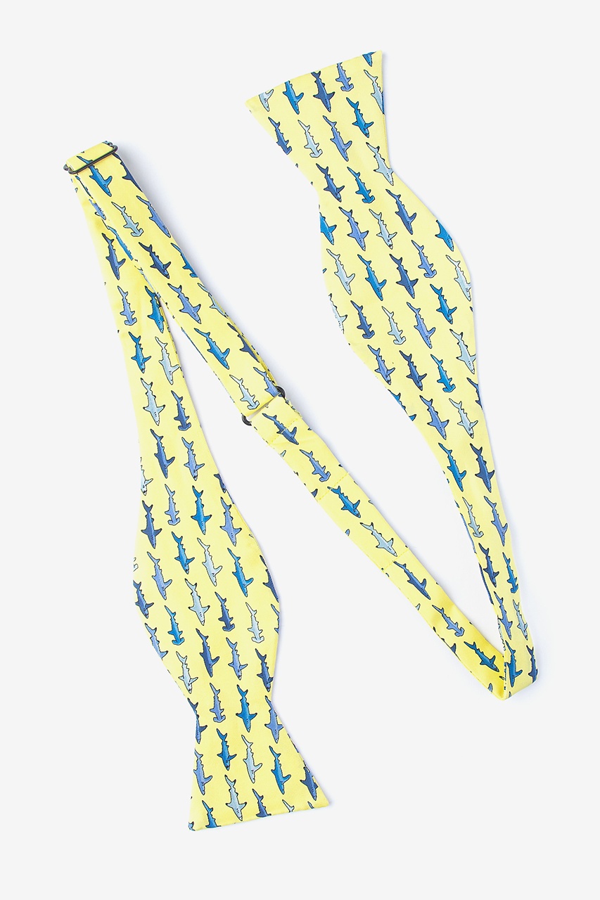 Shark Print Yellow Self-Tie Bow Tie Photo (1)