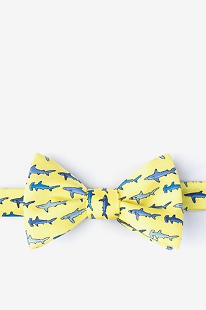 Shark Print Yellow Self-Tie Bow Tie