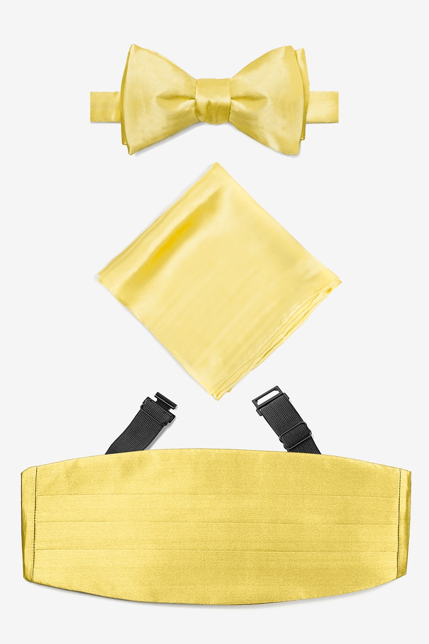Sunshine Yellow Self Tie Bow Tie Cummerbund Set